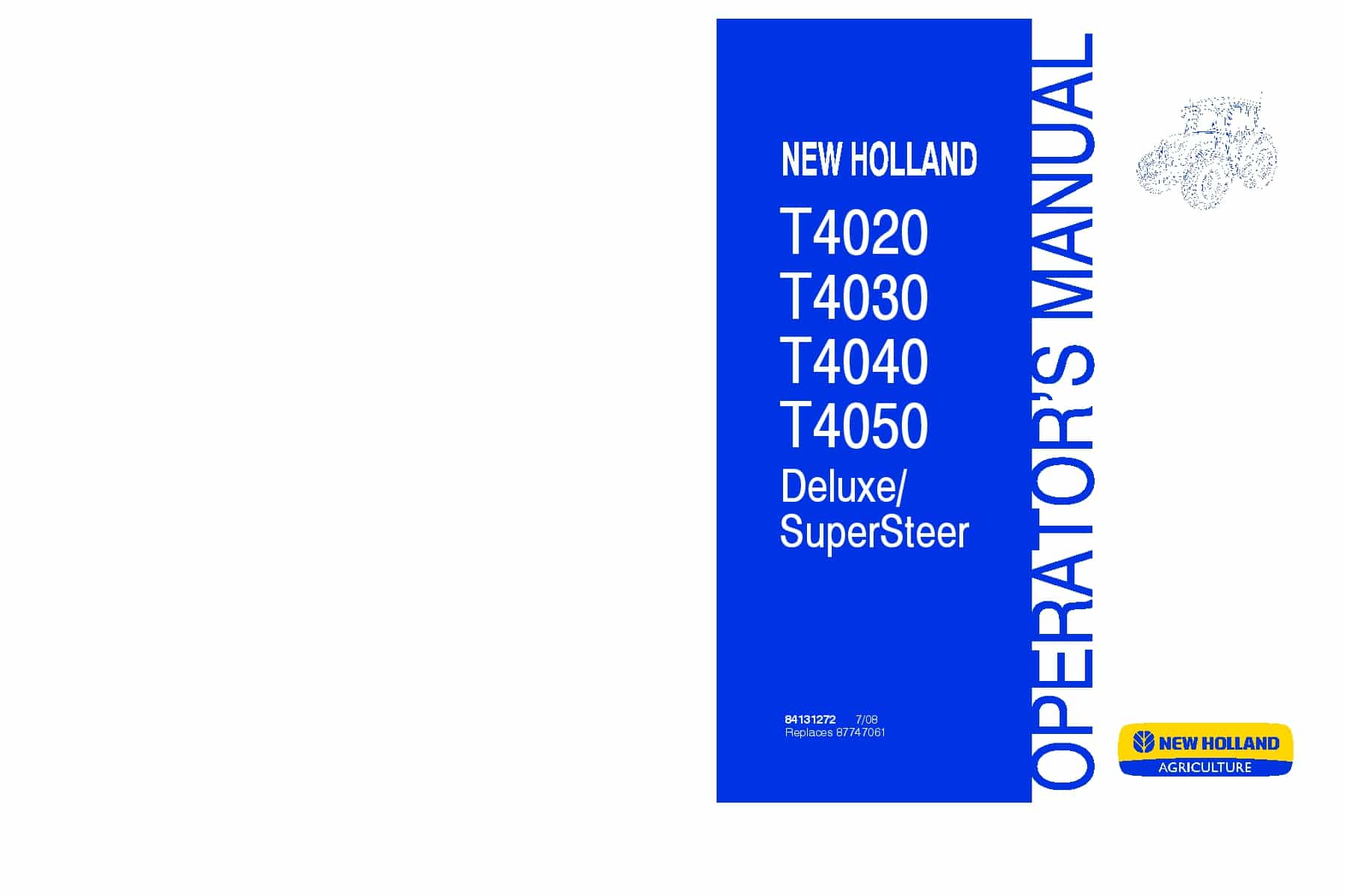 New holland T4020 T4030 T4040 T4050 Deluxe SuperSteer operator manuals PDF Download