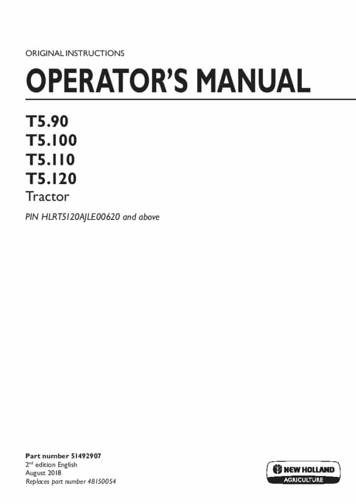 New holland T5.90, T5.100, T5.110, T5.120 Tier 4B final Tractor operator manuals PDF Download