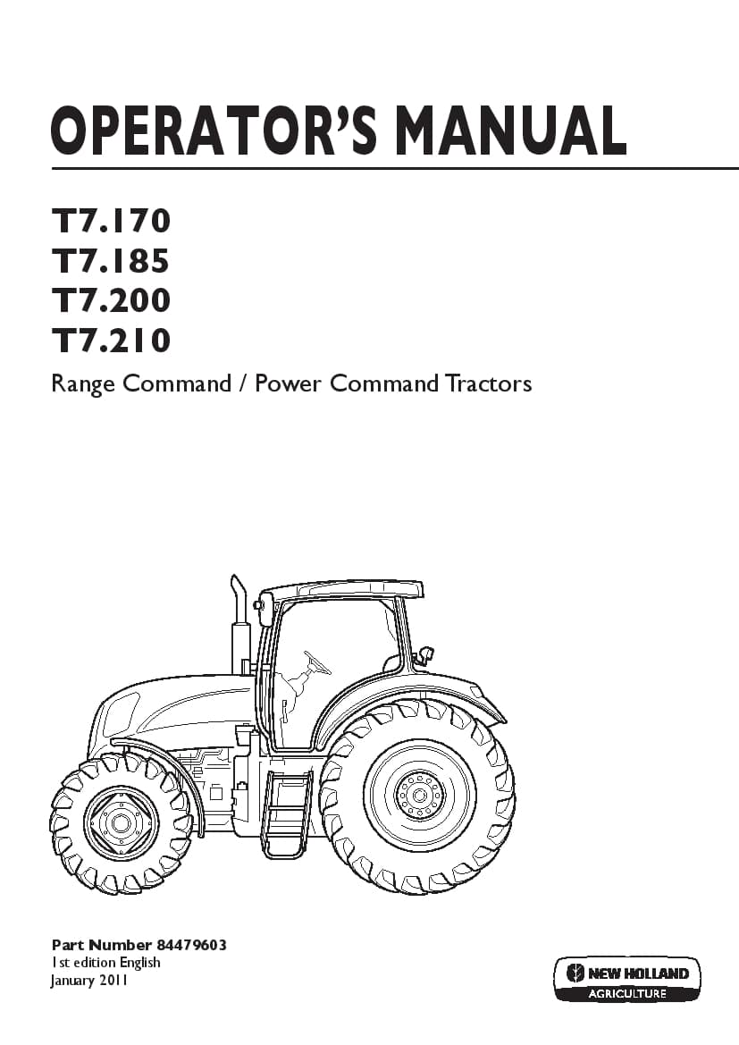 New holland T7.170, T7.185, T7.200, T7.210 Tractor operator manuals PDF Download