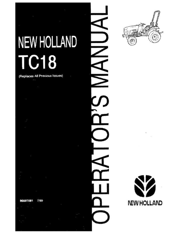 New holland TC18 Tractor operator manuals PDF Download