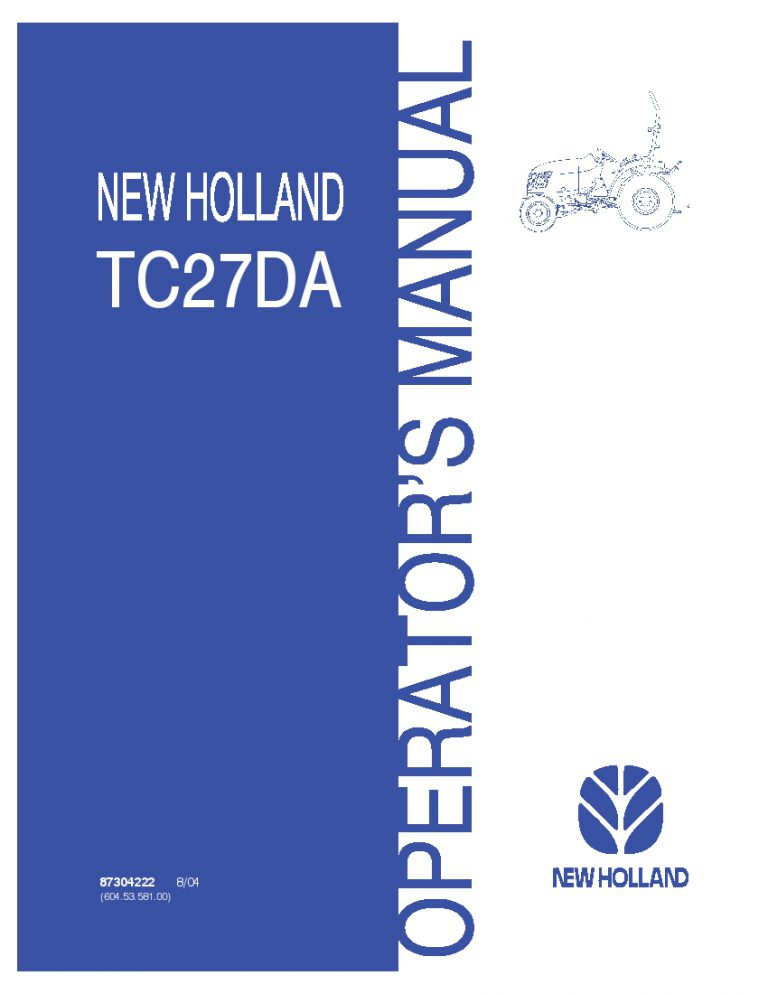 New holland TC27DA Compact Tractor operator manuals PDF Download