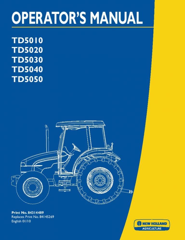 New holland TD5010, TD5020, TD5030, TD5040, TD5050 operator manuals PDF Download