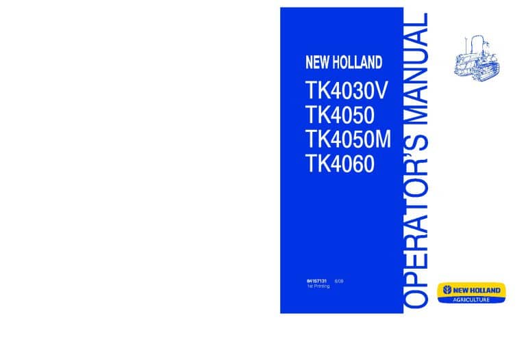 New holland TK4030V, TK4050, TK4050M, TK4060 Tractors operator manuals PDF Download
