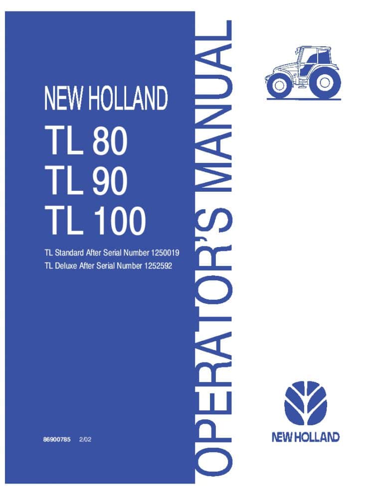 New holland TL100, TL80, TL90 tractor operator manuals PDF Download