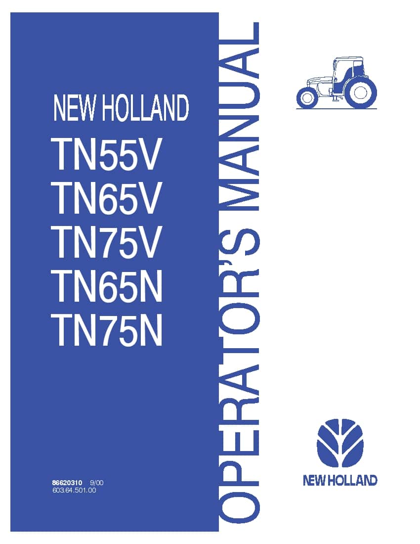 New holland TN55V, TN65V, TN75V, TN65N, TN75N Tractors operator manuals PDF Download