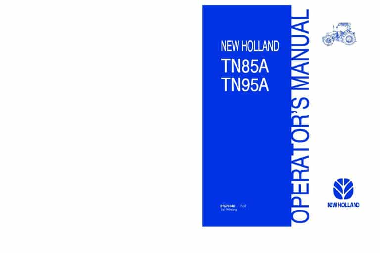 New holland TN85A, TN95A operator manuals PDF Download