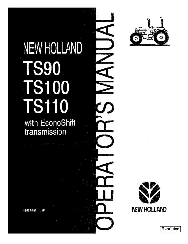 New holland TS90 TS100 TS110 with Econoshift Trans operator manuals PDF Download