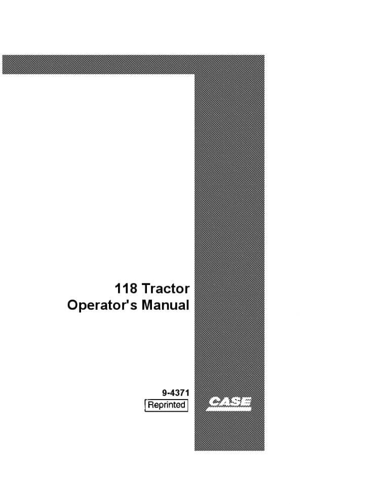 Case 118 Tractor Operators Manual PDF Download