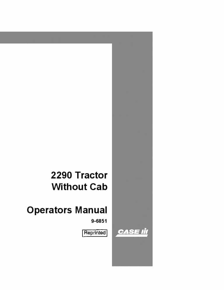 Case 2290 Tractor Without Cab Operators Manual PDF Download