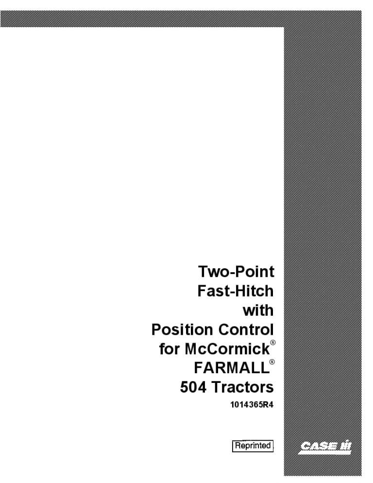 Case 504 Two Point Hitch With Position Control Operators Manual PDF Download