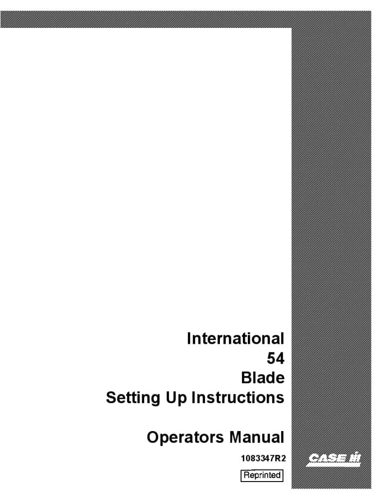 Case 54 International Blade Operators Manual PDF Download