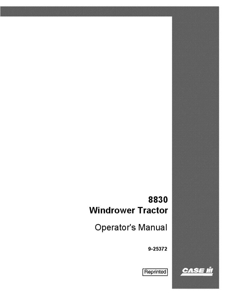 Case 8830 Windrower Tractor Cfh00101001 Operators Manual PDF Download