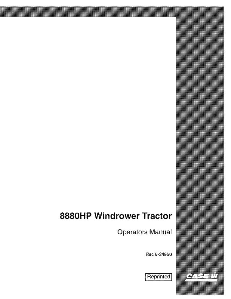 Case 8880 Hp Windrower Tractor Operators Manual PDF Download
