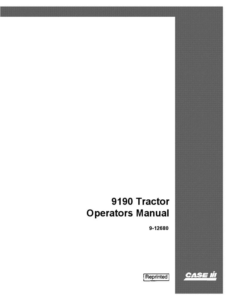 Case 9190 Tractor Operators Manual PDF Download