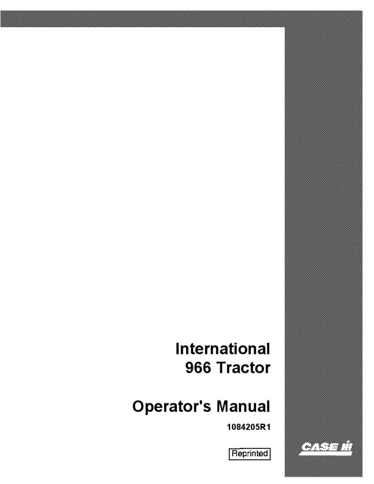 Case 966 International Tractor 17000 Operators Manual PDF Download