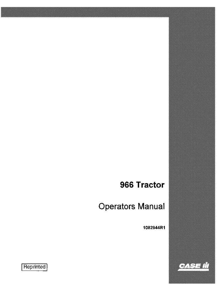Case 966 Tractor 17000 Operators Manual PDF Download