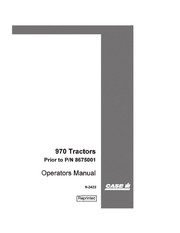 Case 970 Tractor 8675001 Operators Manual PDF Download
