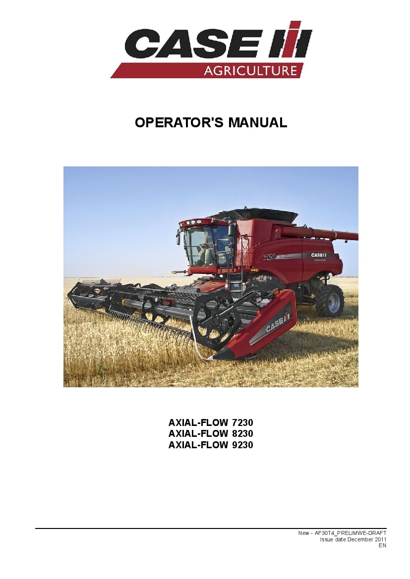 Case AXIAL-FLOW 7230 8230 9230 Operators Manual PDF Download