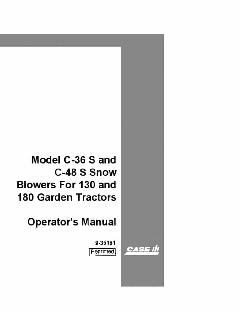 Case C-36S and C-48S Snowblowers for 130 and 180 Garden Tractors Operators Manual PDF Download