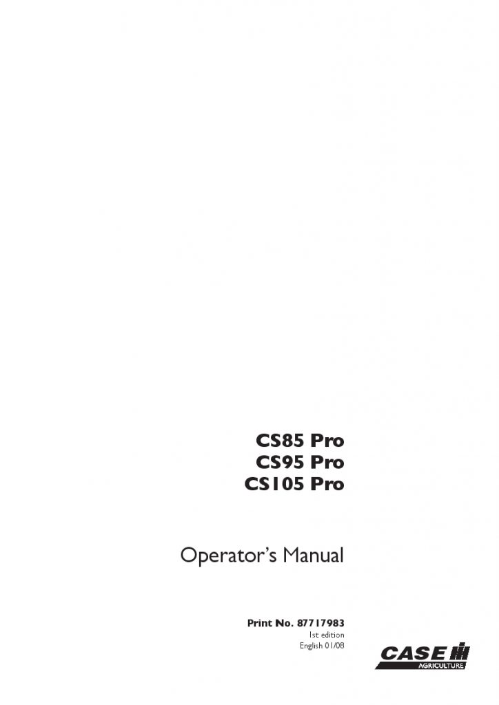 Case CS85 Pro CS95 Pro CS105 Pro Tier 3 Operators Manual PDF Download