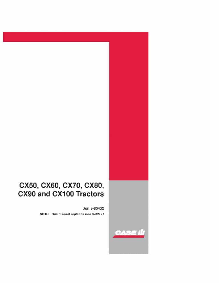 Case CX50 CX60 CX70 CX80 CX90 CX100 Tractors Operators Manual PDF Download