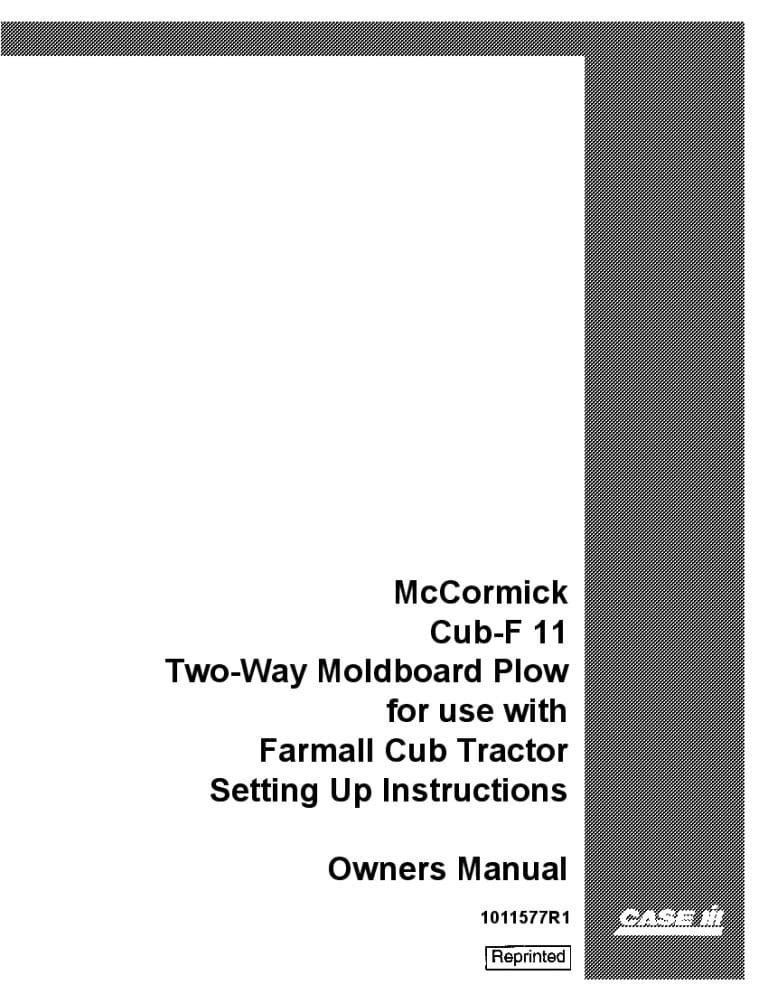 Case Cub F-11 For Farmall Cub Tractor Operators Manual PDF Download