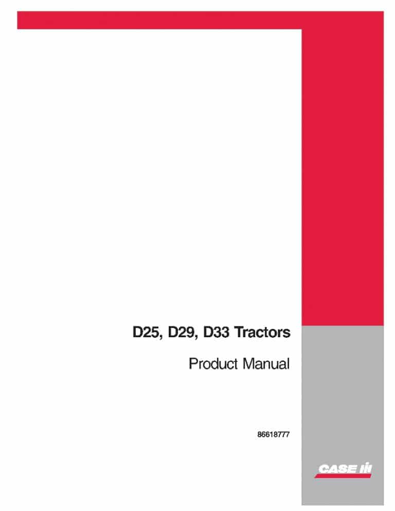 Case D25, D29, D33 Compact Tractor Operators Manual PDF Download