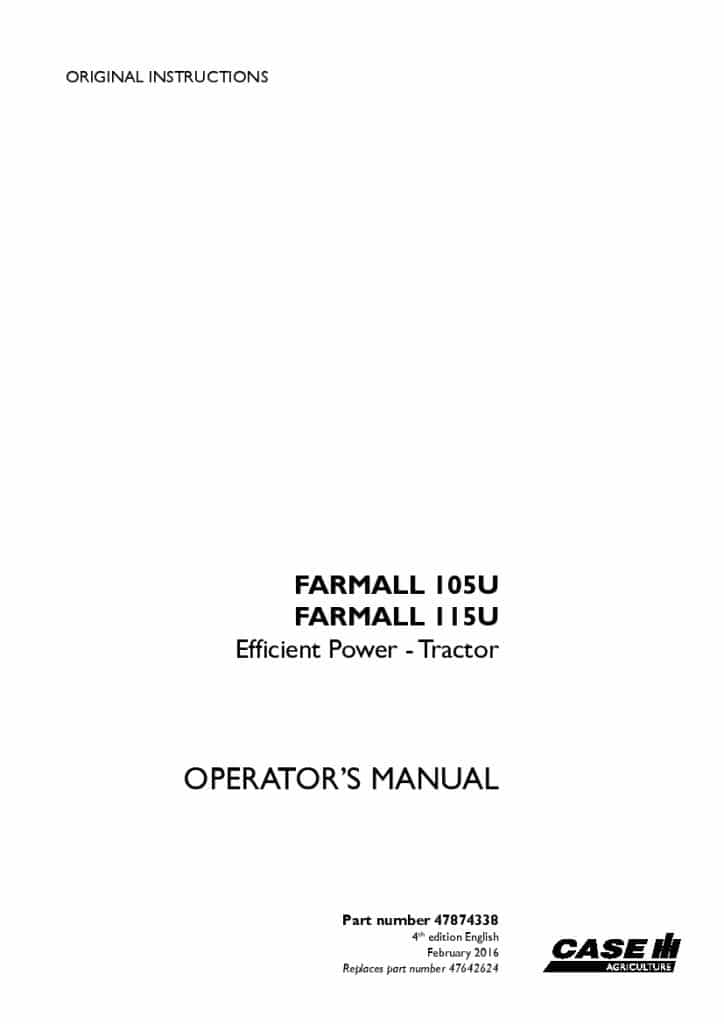 Case Farmall 105U, Farmall 115U Efficient power Tractor Operators Manual PDF Download