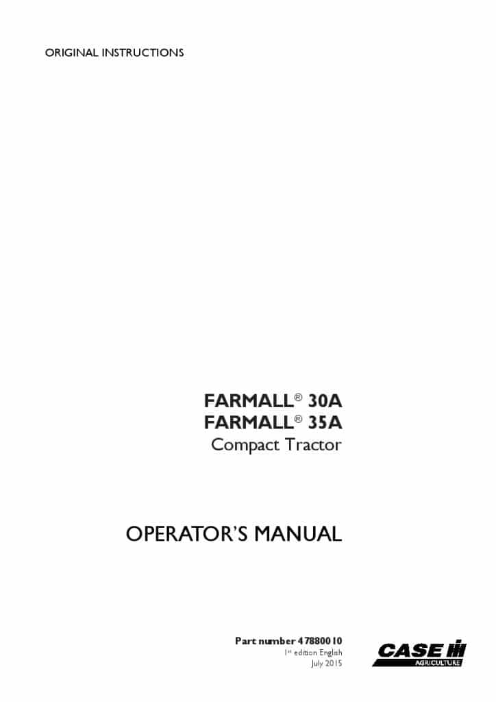 Case Farmall 30A, 35A compact tractor Operators Manual PDF Download