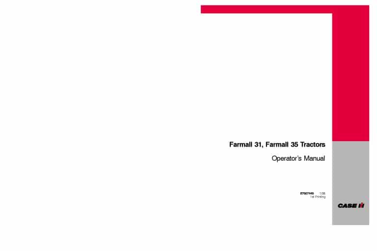 Case Farmall 31, Farmall 35 Tractors Operators Manual PDF Download