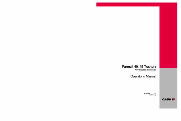 Case Farmall 40, 45 Tractors with Hydrostatic Trans Operators Manual PDF Download