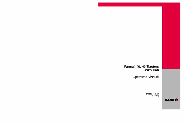 Case Farmall 40,45 Tractors with Cab & Hydrostatic transmission Operators Manual PDF Download