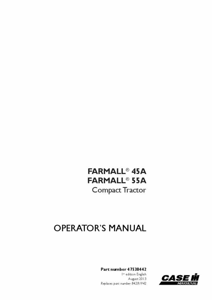 Case Farmall 45A, 55A Compact Tractor Operators Manual PDF Download