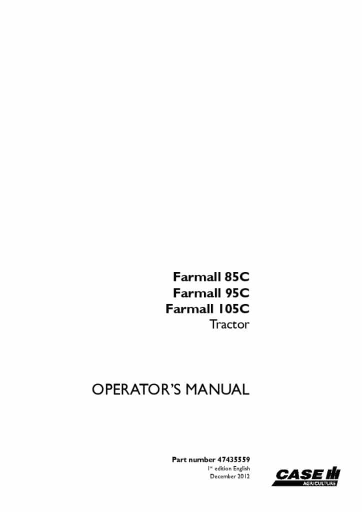 Case Farmall 85C, 95C, 105C Tractor Operators Manual PDF Download