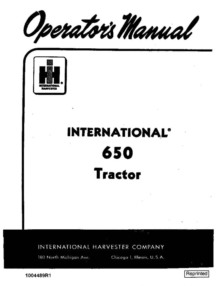 Case IH International 650 Tractor Operators Manual PDF Download