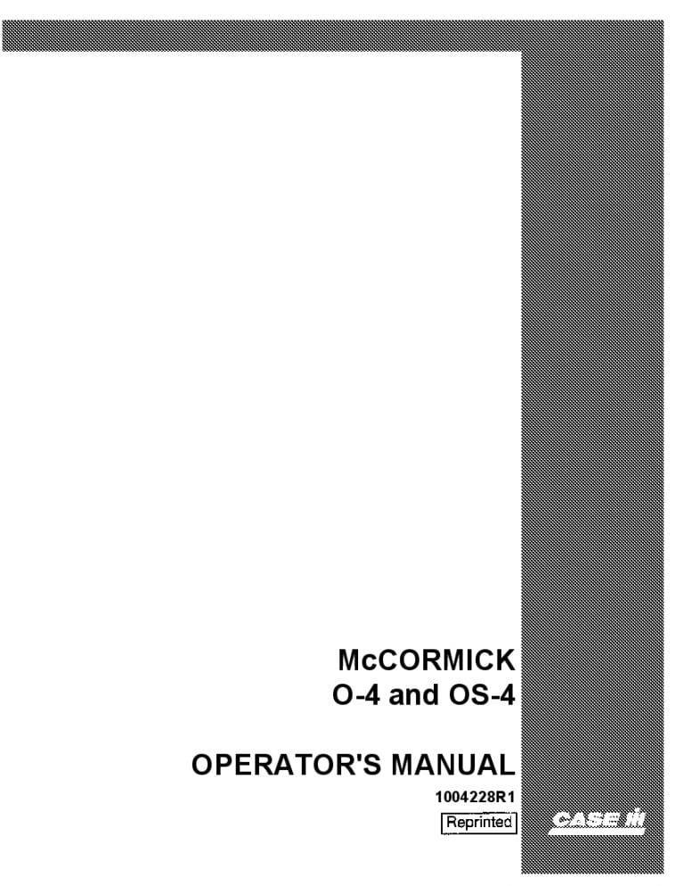 Case IH Mccormick O-4 and OS-4 Operators Manual PDF Download