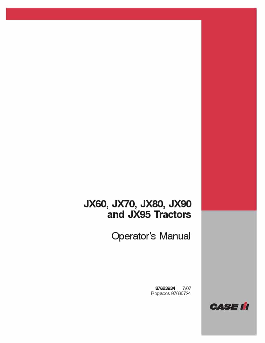 Case JX60, JX70, JX80, JX90, JX95 Tractor Operators Manual PDF Download