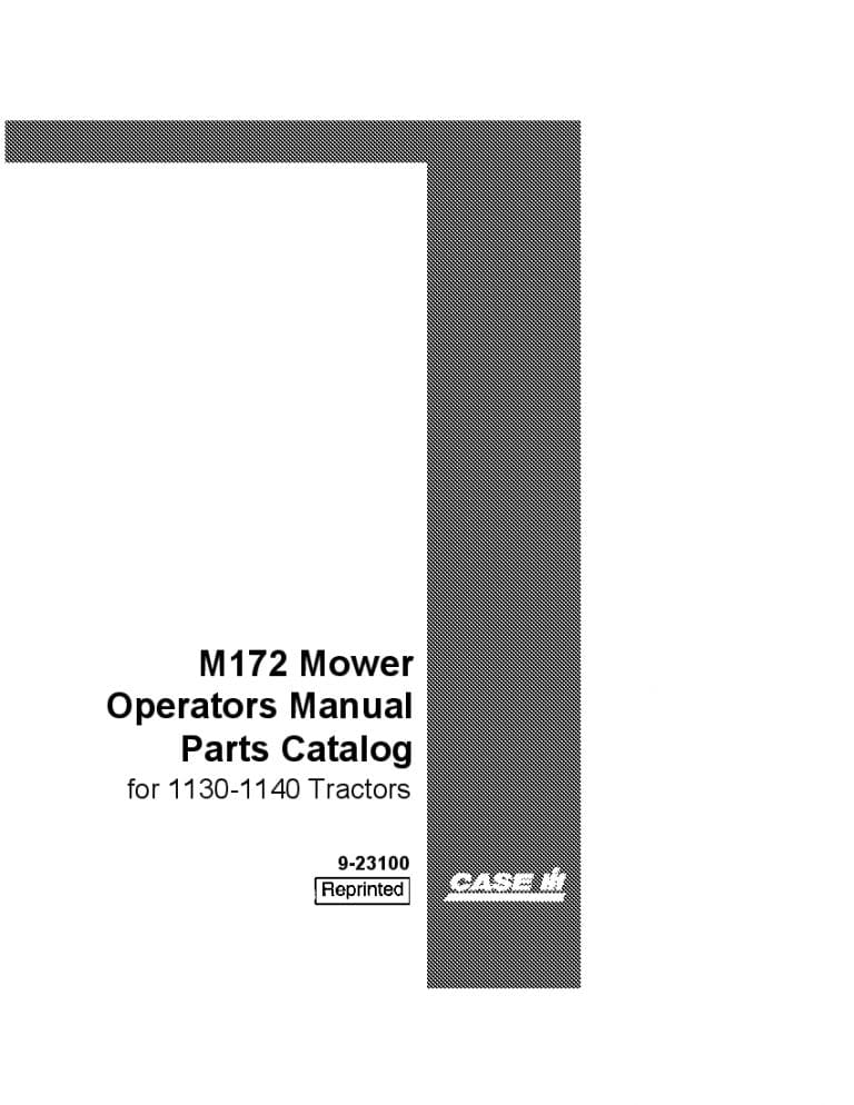 Case M172 Mower For 1130 1140 Tractor Operators Manual PDF Download