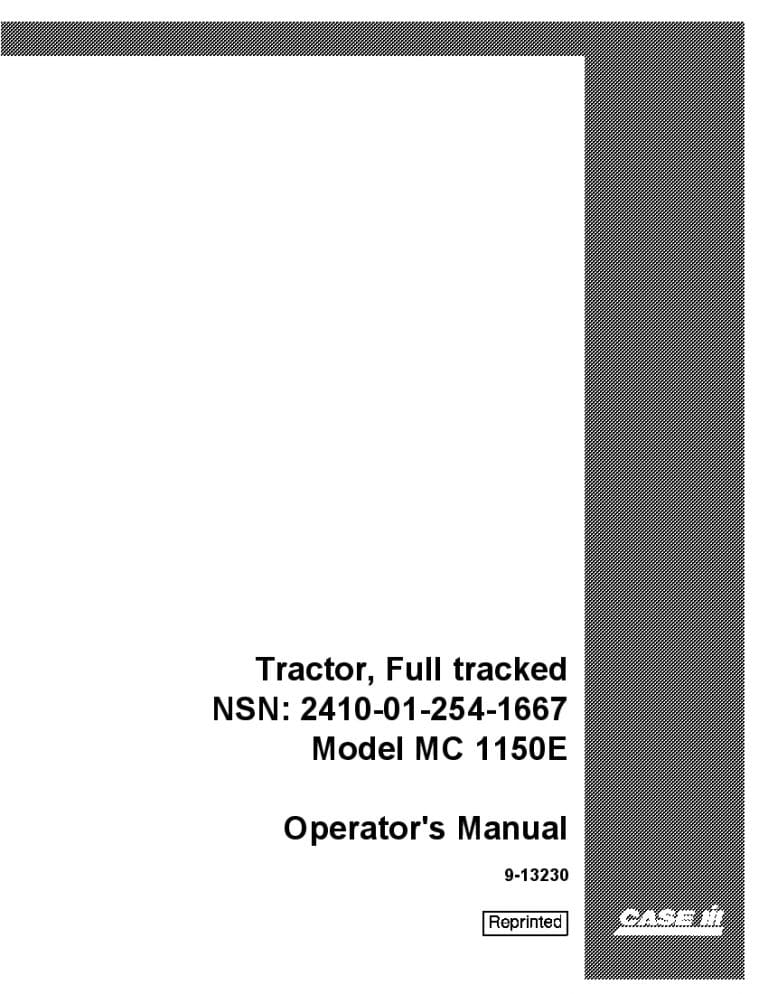 Case MC1150E NSN2410-01-254-1667 Tractor Operators Manual PDF Download