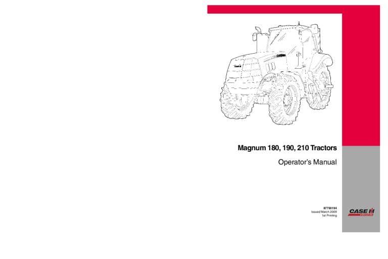 Case Magnum 180, 190, 210 Tractor Operators Manual PDF Download