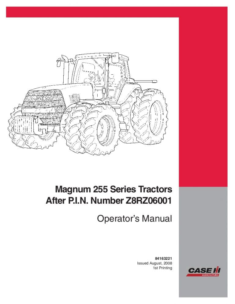 Case Magnum 255 Tractor Emerging Market Operators Manual PDF Download