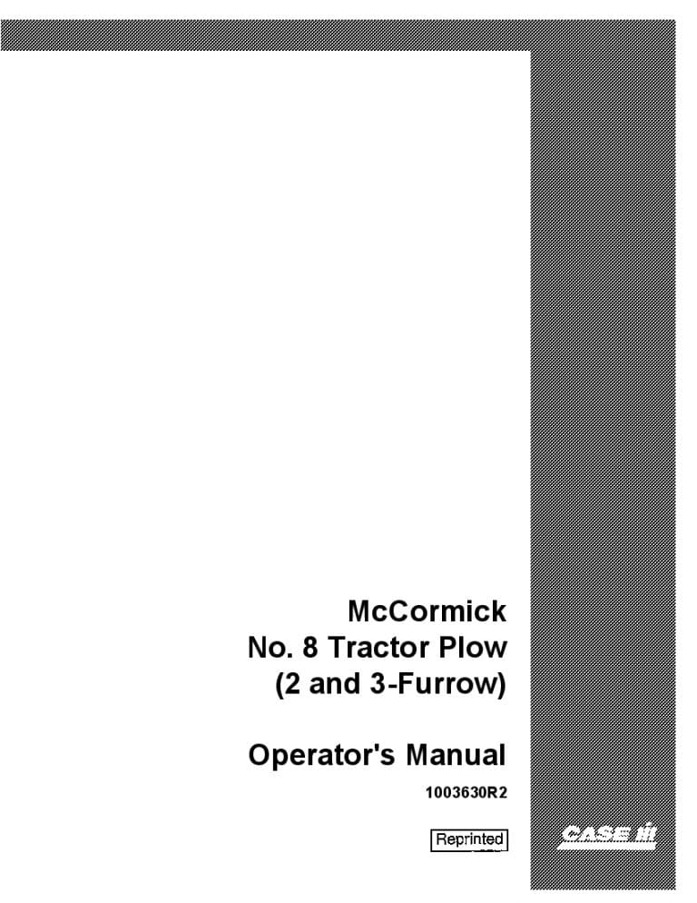 Case Mccormick 8 Tractor Plow Operators Manual PDF Download