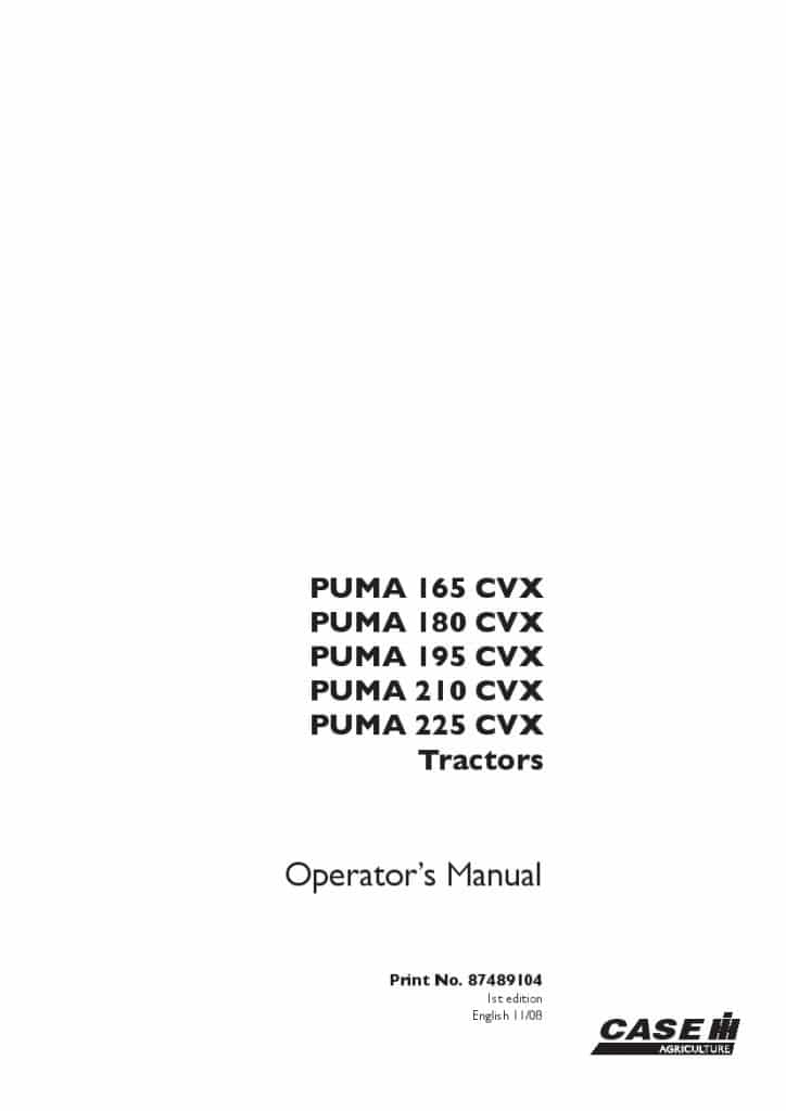Case PUMA 165 180 195 210 225 CVX Tractors Operators Manual PDF Download