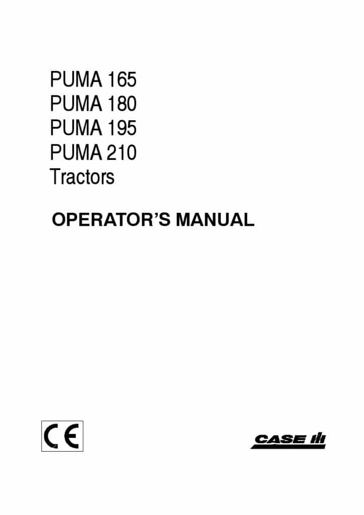Case PUMA 165 180 195 210 Operators Manual PDF Download