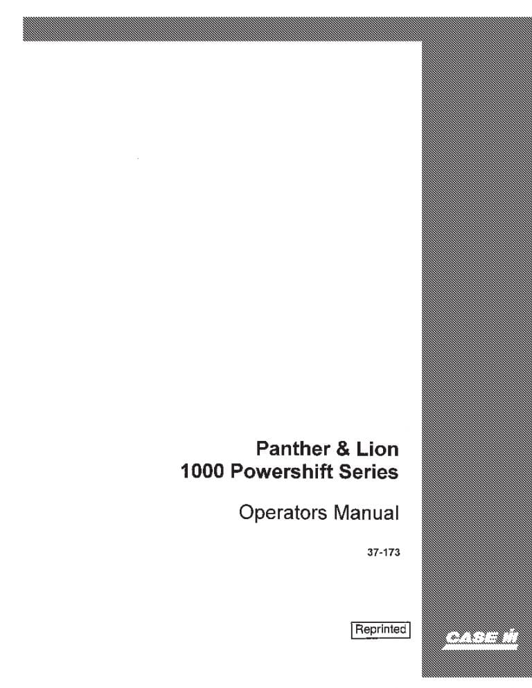 Case Panther & lion 1000 Powershift 7900650 Operators Manual PDF Download