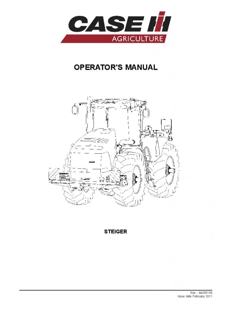 Case Steiger 350, 400, 450, 500, 550, 600 Tractor Operators Manual PDF Download
