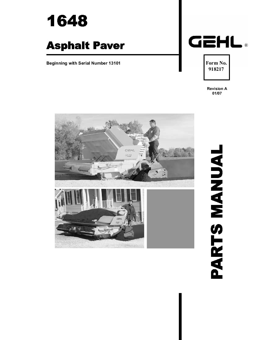 1648 Asphalt Paver Parts Manual PDF Download