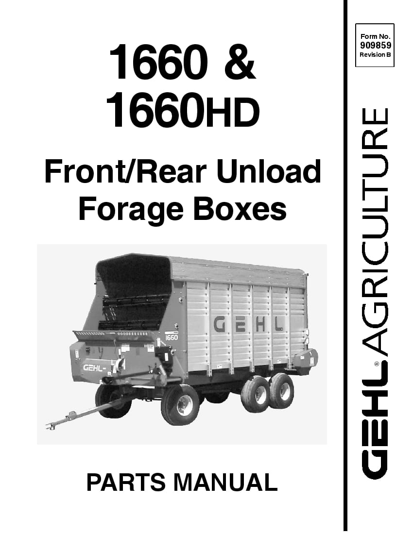 1660 1660 HD Forage Box Parts manual PDF Download