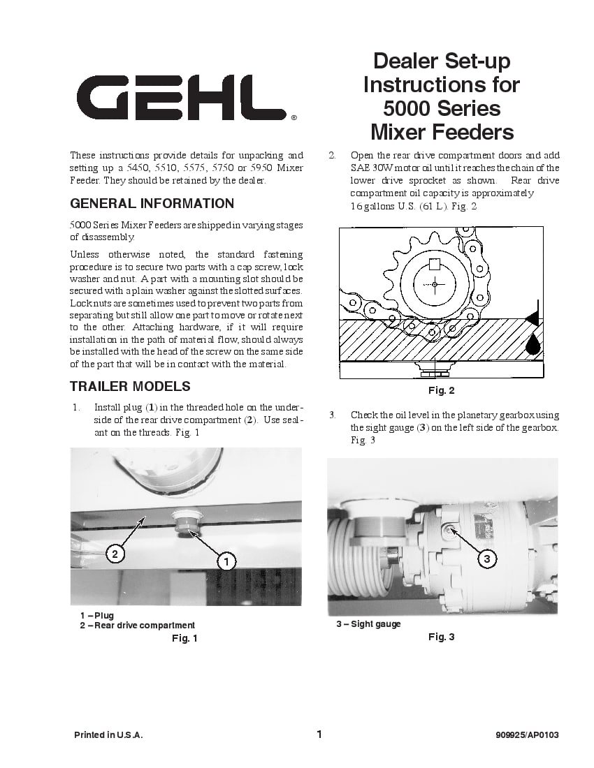 5000 series mixer feeder dealer set up instructions PDF Download