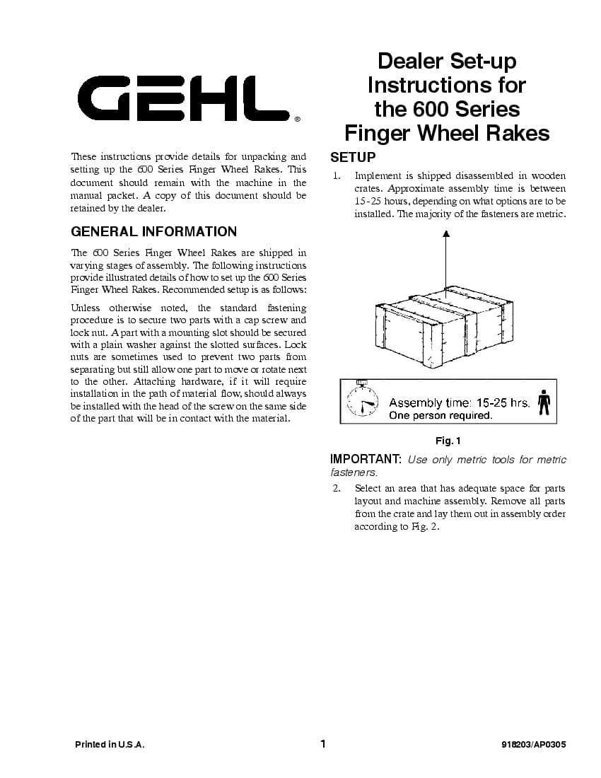 600 series finger wheel rate dealer set up instructions PDF Download
